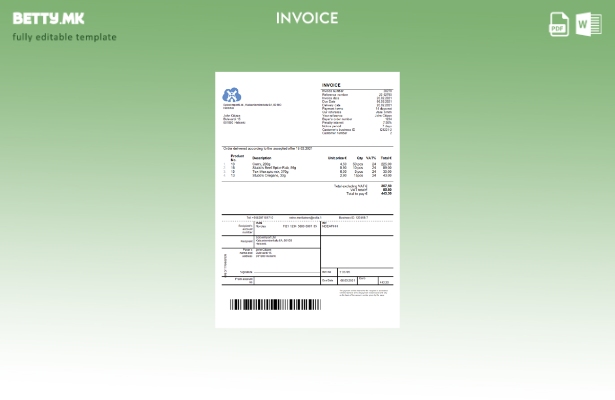 Шаблон за фактура во модерен стил Финска SpiceImport Ltd